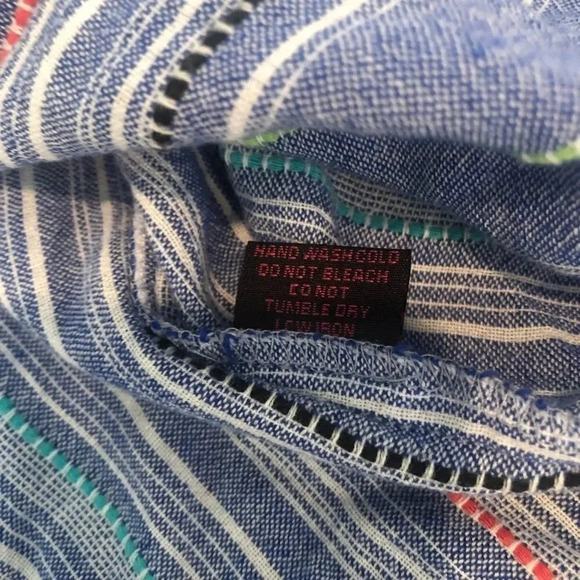 Flont embroidered strapless bell sleeve mod blue top M - Picture 13 of 15